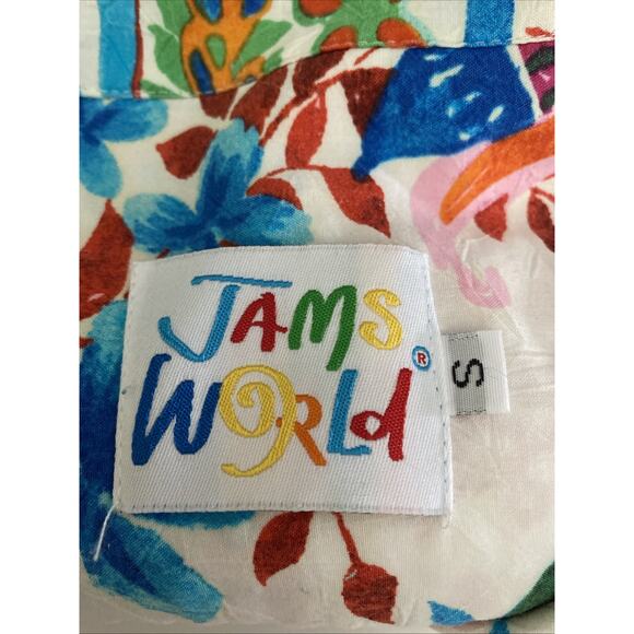 Jams World Button Down Shirt Top Blouse Short Sleeve W624 Henna Garden Multi S - Picture 5 of 5